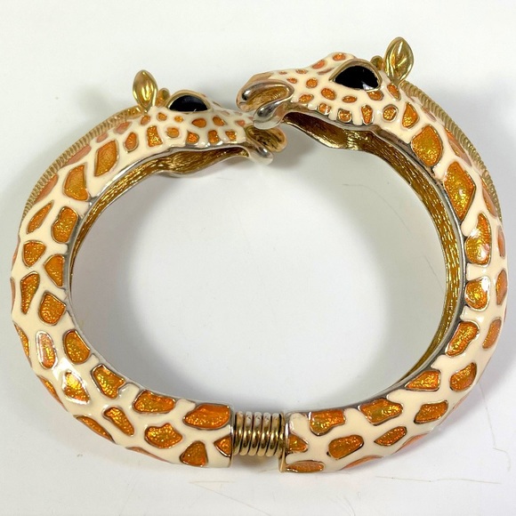 Kenneth Jay Lane Vintage Enamel Tan Giraffe Bracelet - Picture 2 of 6